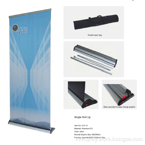 Good quality new design easy change graphic aluminium roll up banner stand